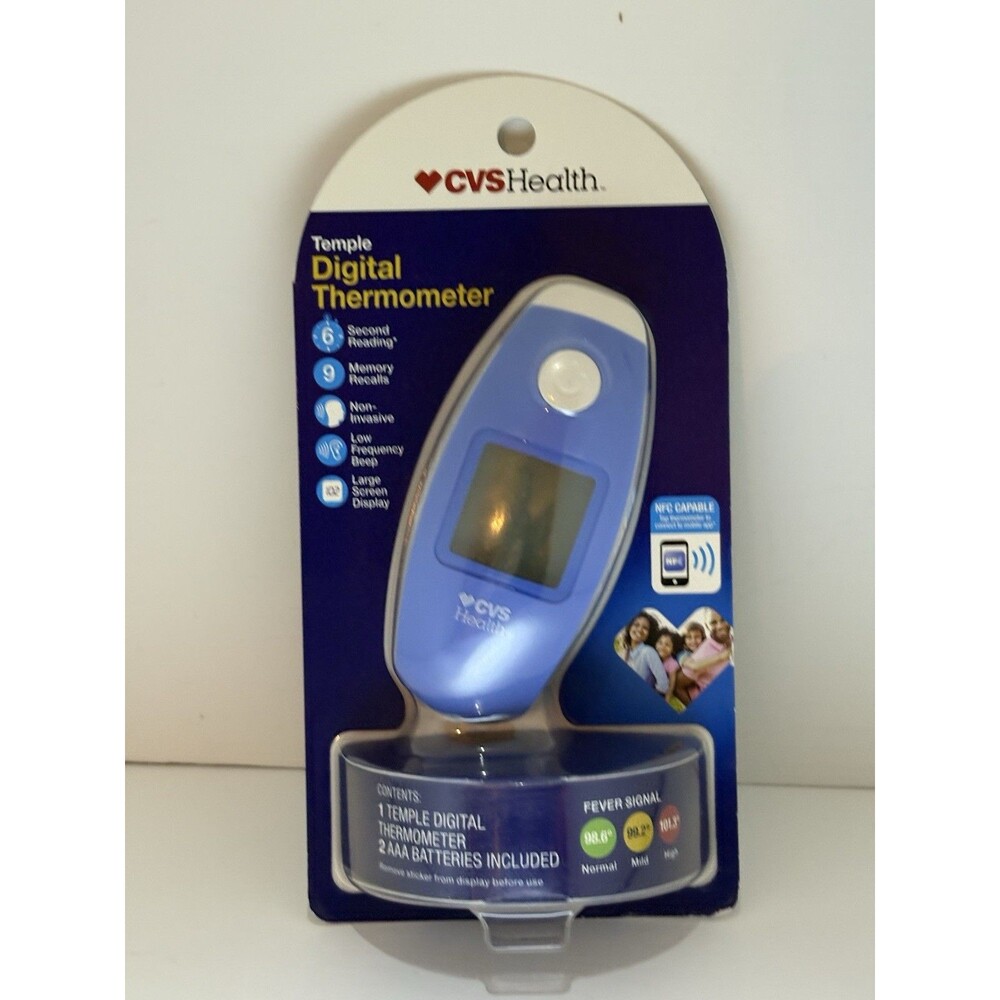 CVS Health Temple Digital Thermometer Digital Display Memory Recall Fever Signal